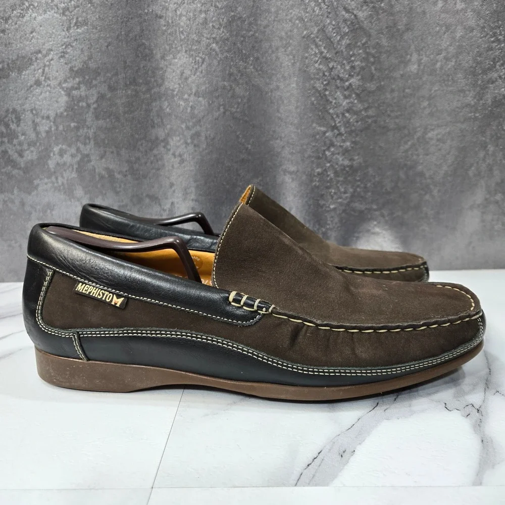 Mephisto Baduard Shoes Loafers Mens 9.5 Brown Nubuck Leather Moc Toe Comfort